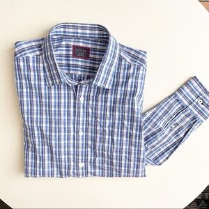 UNTUCKit Cotton Plaid Print Button Down Shirt Blue Pink Men’s Size XL